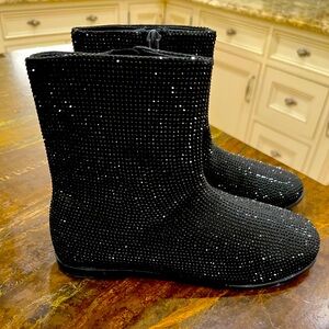 Zara Kids Black Sparkly Studded Flat Boots